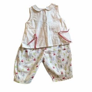 White Sleeveless Top and Printed Pants Set